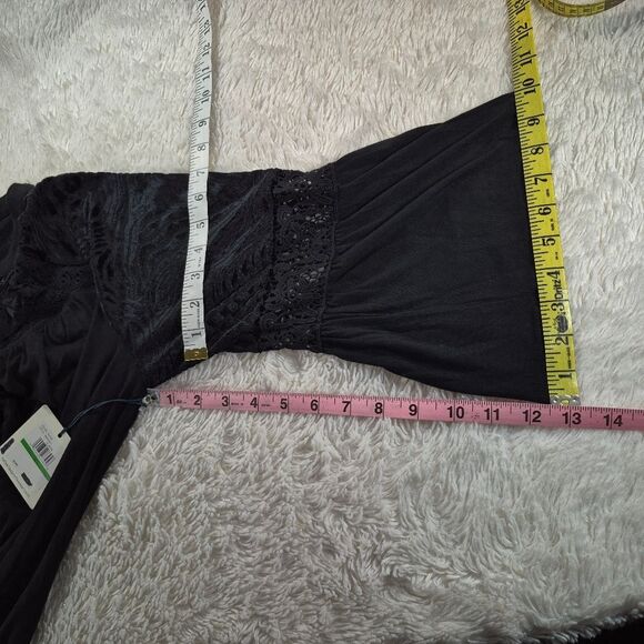 NWT Rafaella Black Long Sleeve Top Lace Detail Henley Blouse Size Large. Elegant - Picture 7 of 8